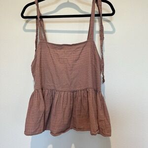 Madewell Flutter Tank Top Women's Sz M Crop Strappy Bohemian Square Neck